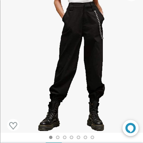 Women High Waist Hip Hop Dance Tapered Cargo Jogger Pants - Picture 1 of 6